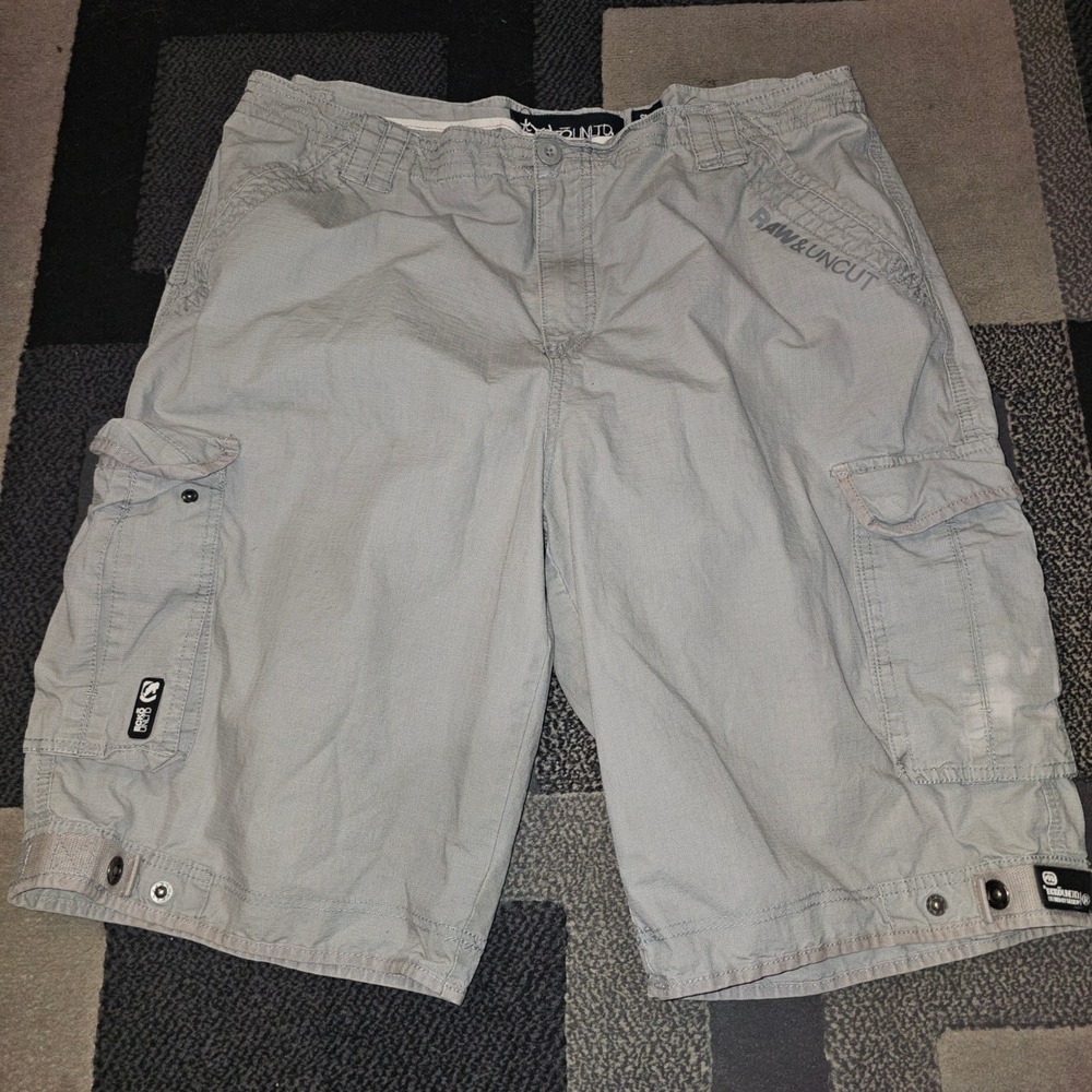 Ecko Unltd Cargo Shorts Mens 42 Gray Lightweight Ripstop Good